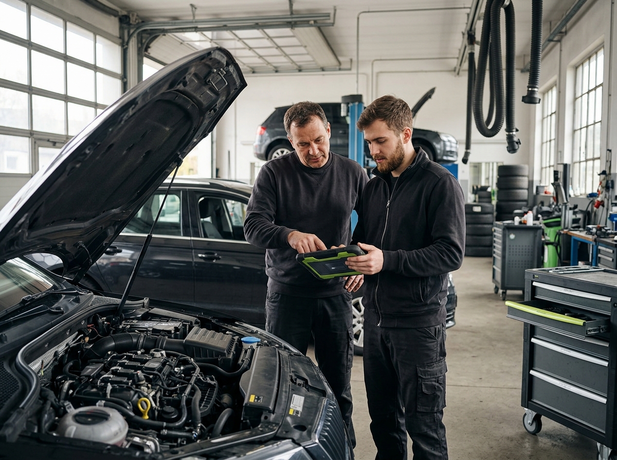 Moderne Fahrzeugdiagnose im Team