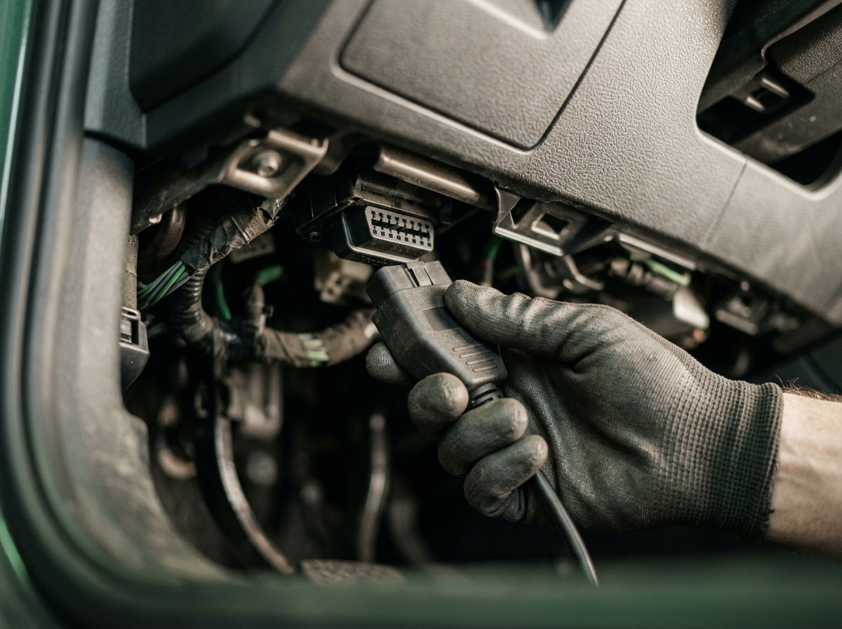 OBD2-Anschluss bei der Fahrzeugdiagnose
